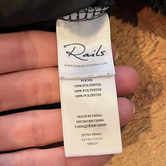 Rails Austin Black High Pile Fleece Full Zip Front Jacket XS Sherpa - Picture 8 of 11